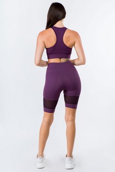 Women's Mesh Detailed Sports Bra and Biker Shorts Activewear Set style 3