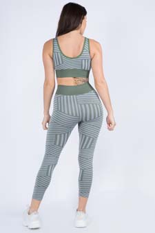 Women's Striped Sports Bra and Seamless Leggings Activewear Set - Bottom: ACT827041 style 3