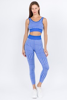 Women's Striped Sports Bra and Seamless Leggings Activewear Set - Bottom: ACT827041 style 2