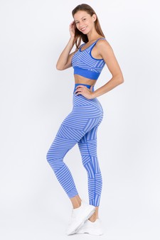 Women's Striped Sports Bra and Seamless Leggings Activewear Set - Bottom: ACT827041 style 3