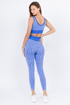 Women's Striped Sports Bra and Seamless Leggings Activewear Set - Bottom: ACT827041 style 4