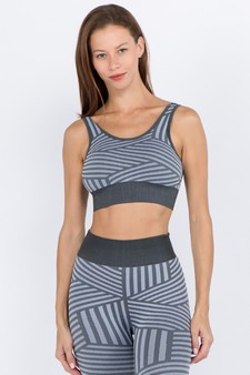 Women's Striped Activewear Sports Bra style 2