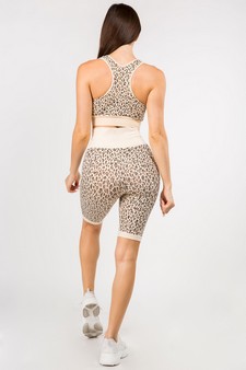 Women's Cheetah Print Sports Bra and Biker Shorts Activewear Set style 3