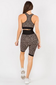 Women's Cheetah Print Sports Bra and Biker Shorts Activewear Set style 3