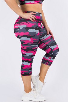 Women's Pink Camouflage Capri Activewear Legging (XL only) style 2