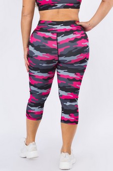 Women's Pink Camouflage Capri Activewear Legging (XL only) style 3