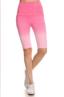 Women's Dip Dye Ombre Activewear Biker Shorts w/High Waist Band (Medium only) style 2