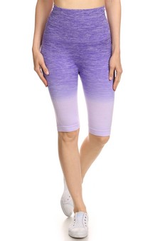 Women's Dip Dye Ombre Activewear Biker Shorts w/High Waist Band (Medium only) style 2