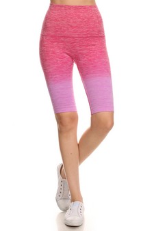 Women's Dip Dye Ombre Activewear Biker Shorts w/High Waist Band style 2