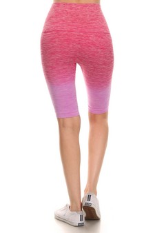 Women's Dip Dye Ombre Activewear Biker Shorts w/High Waist Band style 3