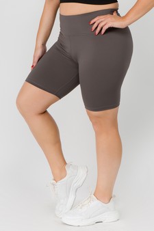 Women’s High Rise Matte Activewear Biker Shorts w/ Hidden Waistband Pocket style 2