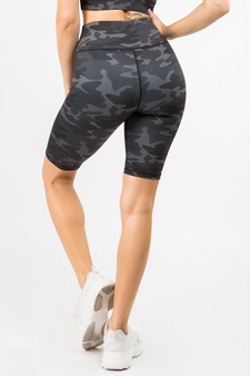 Women's Shark Grey Camo Activewear Biker Shorts (Large only) style 3