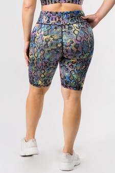 Women's Iridescent Snakeskin Activewear Biker Shorts style 3