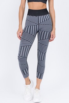Women's Striped Seamless Activewear Leggings - Top:ACT641 style 2