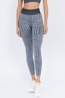 Women's Striped Seamless Activewear Leggings - Top:ACT641 style 2