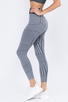 Women's Striped Seamless Activewear Leggings - Top:ACT641 style 3