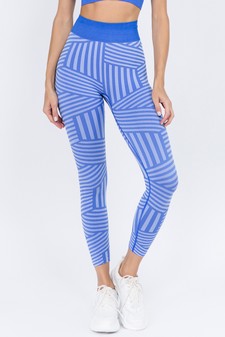 Women's Striped Seamless Activewear Leggings  - Top:ACT641 style 2