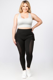 Women's Jersey Mesh Striped 3-Pocket Activewear Leggings (XL only) style 4