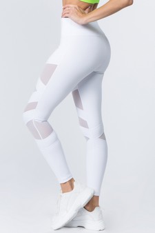 Women's Mesh Striped Single Pocket Activewear Leggings style 3