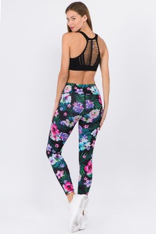 Women's High Rise Tropical Floral Printed Activewear Leggings style 3