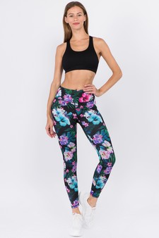Women's High Rise Tropical Floral Printed Activewear Leggings style 5