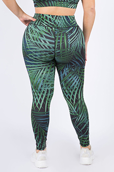 Women's Palm Leaf High-Rise Activewear Leggings style 3