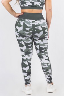 Women's Contrast Waistband Camo Print Activewear Leggings (XL only) style 3