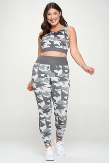 Women's Contrast Waistband Camo Print Activewear Leggings (XL only) style 5