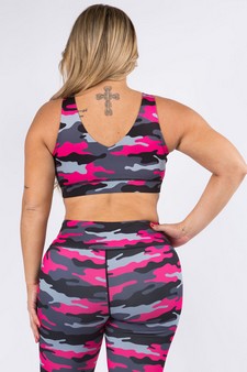 Women's Pink Camouflage Activewear Sports Bra style 3