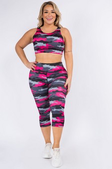 Women's Pink Camouflage Activewear Sports Bra style 4