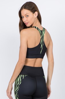 Women's Vertical Zebra Printed Activewear Sports Bra style 3