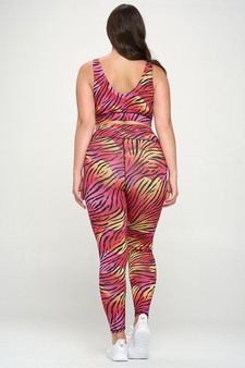 Women’s Peachy Zebra Print Activewear Set style 3