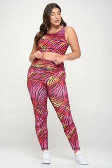 Women’s Peachy Zebra Print Activewear Set style 4