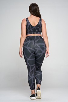 Women's Abstract Grid Printed Activewear Set style 3