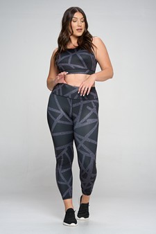 Women's Abstract Grid Printed Activewear Set style 4