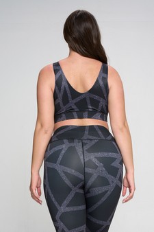 Women's Abstract Grid Printed Activewear Sports Bra style 3