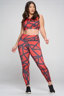 Women's Abstract Grid Printed Activewear Set style 4