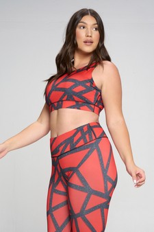 Women's Abstract Grid Printed Activewear Sports Bra style 2