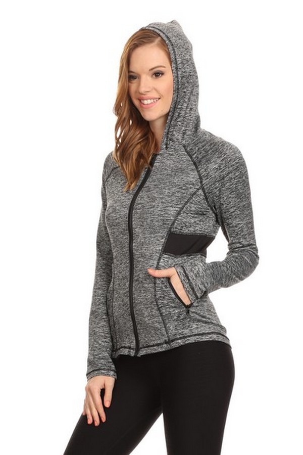 Women's Active Wear Zip Up Jacket With Hoodie Wholesale