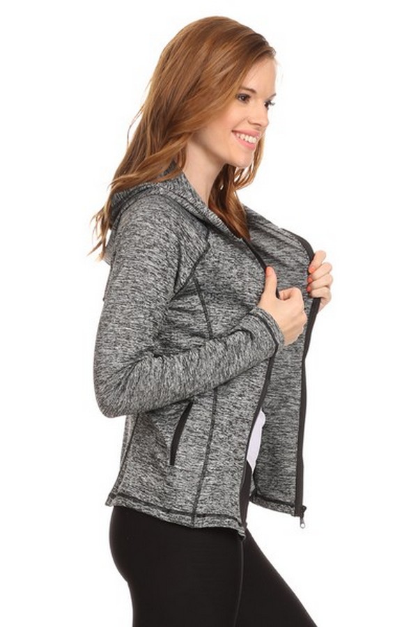 Women's Active Wear Zip Up Jacket With Hoodie Wholesale