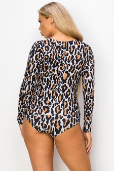 Women's Long Sleeve Leopard Print Bodysuit style 3
