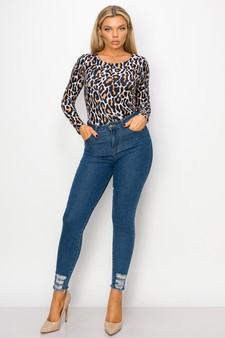 Women's Long Sleeve Leopard Print Bodysuit style 5