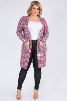 Women's Plaid Duster Cardigan with Pockets style 4