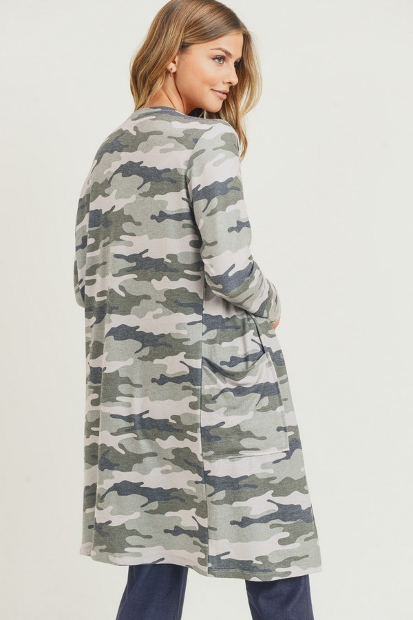 camo duster cardigan