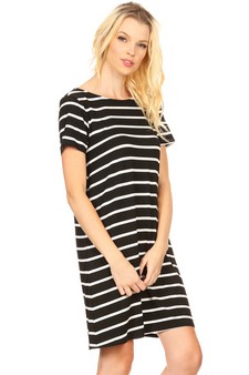 Striped Short Sleeve Tunic T-Shirt Dress w/ Pockets **NY ONLY** style 2