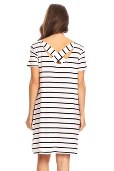 Striped Short Sleeve Tunic T-Shirt Dress w/ Pockets style 4