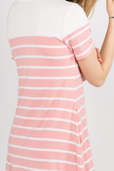 Women's Striped Two-Pocket Swing Dress style 4
