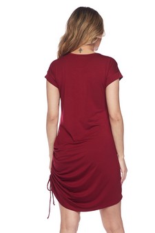 Women's Short Sleeve Ruche Side Scoop Hem Dress style 4