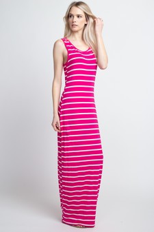 Women's Striped Tank Maxi Dress style 4