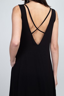 Women's Sleeveless Criss-cross Back Dress with Pockets style 5
